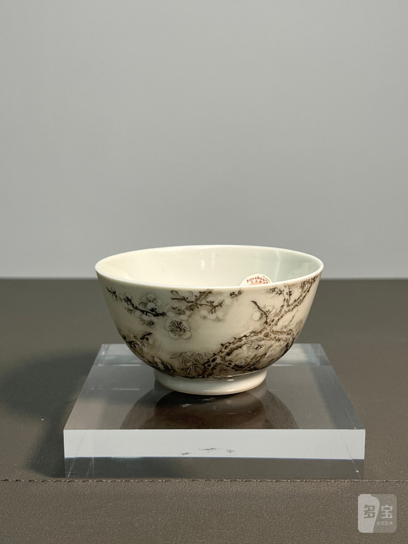 清雍正  墨彩梅花杯 - 图2